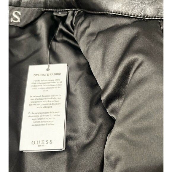 Guess Faux Leather Jacket Size S Black New With Tags - Picture 10 of 11